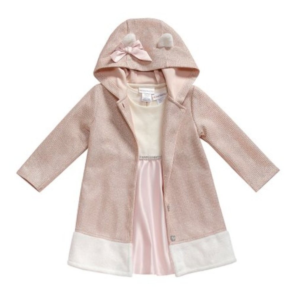 Sweetheart Dress & Coat 0/3 pink waffle bunny bow